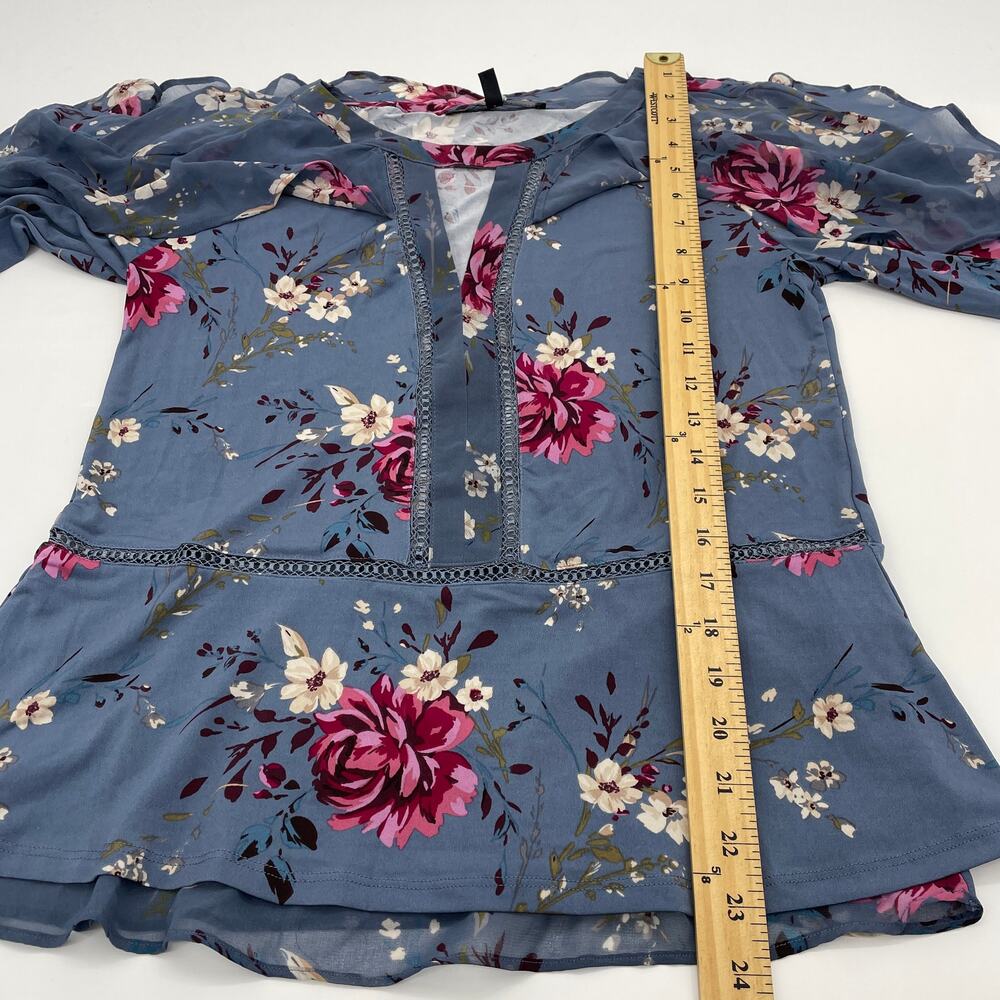WHITE HOUSE BLACK MARKET Floral Ruffle Long Sleeve Pullover Blouse Womens Size S - Picture 8 of 8